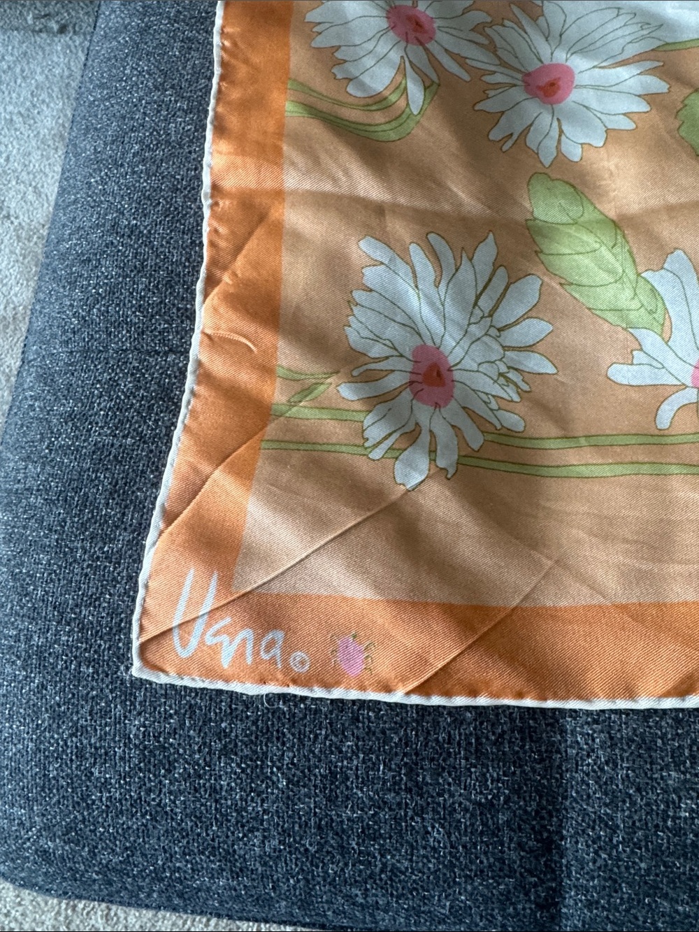 Vera Bradley Peach Floral Daisy Silk Scarf with Pink Centers - Picture 2 of 2